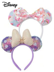 Disney 1 chiếc băng đô cài tóc hình chuột Mickey đính sequin, có 2 kiểu (lấp lánh cầu vồng/trái tim tím ngọt ngào), các chi tiết sequin sáng tạo kết hợp với thiết kế chuột Minnie, sự kết hợp rực rỡ và ngọt ngào, phụ kiện bắt mắt cho các buổi đi chơi và tiệc tùng, mang đến không khí mộng mơ cho diện mạo của bạn, dễ dàng thay đổi kiểu tóc, phụ kiện tóc độc đáo để nâng tầm trang phục của bạn, băng đô cài tóc, phụ kiện đội đầu, phụ kiện làm đẹp tại nhà, phụ kiện tóc. - Nhiều màu - Xem 6