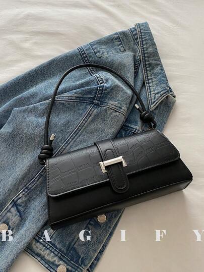 New Fashion Metal Decor Handbag Shoulder Bag, Suitable For Parties, Outings, Vacations, Shopping And Daily Use, Can Store Coins, Phones, Also Suitable As A Work Bag For Office Ladies, College Students And Working Women, Elegant Ladies Bag