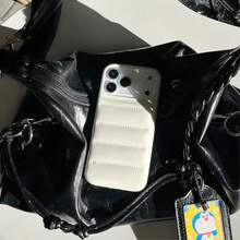 [Best Seller] Cute Korean New Design Candy-Colored Down Jacket, Apple Phone 17 PU Leather Fashion Phone Case Compatible With Phone 17 Pro Max/17 Pro/17/16 Pro Max/16/15 Pro/14/14 Pro/13 Pro Max, Winter Luxury Design For Women, Drop Protection, Shockproof, Scratch-Resistant, Perfect As A Gift For Her, Fashionable Design Popular With Women - White - View 10
