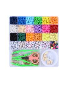 Bohemian Style Polymer Clay Bead Set, Mixed Shapes And Colors, Flat Round Polymer Clay Bead Set, Suitable For Jewelry Making, Friendship Bracelet Making - Polymer Clay Set - View 7