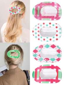 5 件简约哑光空心椭圆扁平宽发夹，优雅发髻制作器马尾辫夹，适合日常佩戴、休闲活动、母亲节、复活节、感恩节礼物 - 5pcsA款 - 查看 10