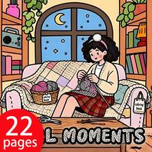 [NEW GIRL MOMENTS Coloring Book] 1pc Original Coloring Book , 22 Pages Single-Sided Printing, Clear Lines And Exquisite Patterns, Ideal For Relaxation | Perfect Gift For New Year, Valentine's Day, Christmas, Birthdays, School Holidays, Perfect For Adults & Teens & Child - Girl - View 2