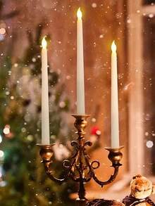 1pc/2pcs/3pcs Spiral Long Stem LED Fake Electronic Candle Lights, Flameless Candle Lights For Home Decor, Room Tabletop Decor, Holiday Decor, Party Decor, Wedding Decor, Christmas Decor - Yellow - View 7