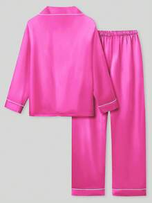 2pcs Tween Girl Watermelon Red Long Sleeve & Long Pants Pajama Set - Multicolor - View 7