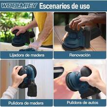 Lijadora Orbital Inalámbrica 20V con Motor de Escobillas Velocidad Ajustable Incluye Bolsa de Polvo y 12 Lijas Compatible con Baterías M Akita Enchufe de EE. UU. - Tipo de Enchufe A USA (110-127V) - Ver 2