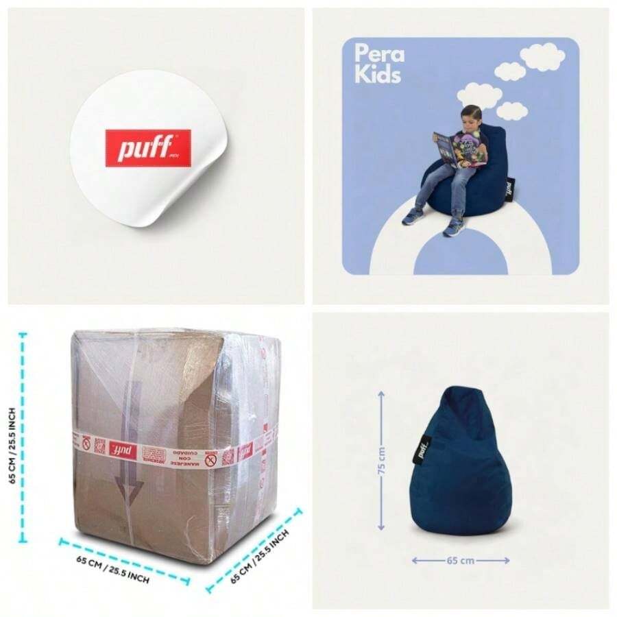 - Silln Pera para Nios Cmodo y moldeable Relleno de Perlas de Unicel Perfecto como rea Infantil 75x65 Resistente Acabado Tipo Nylon Color Fucsia - Azul marino - Ver 1