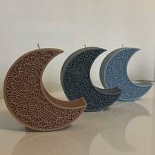 Molde de vela de silicona con diseño de luna y estrella, apto para hacer velas, yeso, resina, etc. - Patrón exquisito de cielo estrellado con diseño floral, manualidades DIY, aplicable para decoración del hogar, boda, vacaciones, decoración con tema de luna, velas decorativas, decoración de ambiente elegante, duradero, molde 3D DIY, apto para cera de soja, cera de abeja, velas perfumadas, regalo del Día de San Valentín - Multicolor - Ver 7