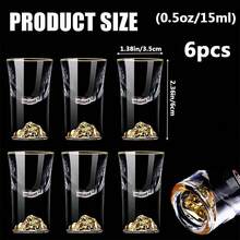 6pcs/Set, 15ml/0.5oz Mini Gold Rim Cups, Suitable For Bars, Clubs, Home Parties, Father's Day Gifts