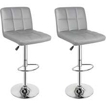 Bar Stools Set Of 2, Faux Leather Breakfast Bars Stools, Swivel Height Adjustable Bar Chairs With Armrest Backrest And Footrest For Breakfast Bars Counter Kitchen Restaurant - Gray Without Armrests - View 3