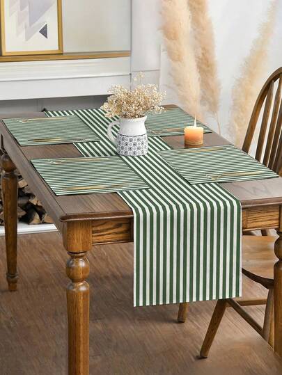 1pc Simple & Fashionable Striped Table Runner, Textured Rectangular Tablecloth, Suitable For Dining Table, Coffee Table, Home Decor - Durable Kitchen And Dining Room Decoration, Table Decor
