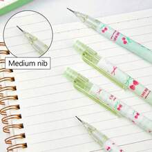 4pcs Fine Writing Tools, Matcha Cherry Pattern Push-Button Mechanical Pencil, 0.5mm Exam & Practice Pen With Eraser For School Stationery, Study Tools, Writing Essentials, Cherry Design, Aesthetic Writing Tool, Durable Construction, Plastic Pencil, Retractable Pencil, Automatic Pencil, Exam Takers, Writers - Multicolor - View 9