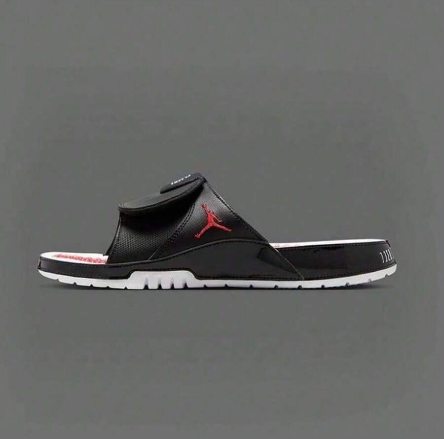 Nike Sandalias deslizantes retro Jordan Hydro XI para hombres - Blanco y negro/rojo - Ver 1