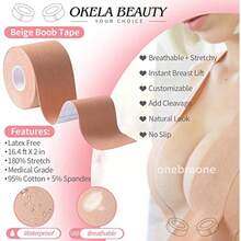 Cinta para Busto 5M*5CM y 20 Piezas de Pezon sin RespaldoCinta para Pechos Boob tape Boobytape Cinta Levanta Busto Cinta de Levantamiento de Senos Tape para Busto Invisible Cinta Push Up Pecho Nude - como en la foto - Ver 3