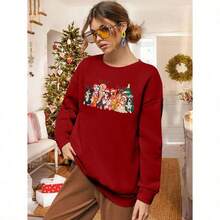 Sudadera de Navidad para perro con diseño grafico de perro de manga larga para amantes de los perritos - Rojo -+G - Ver 6