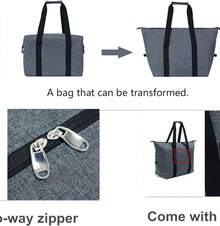 Reusable Insulated Cooler Bag With Zipper For Food, Thick Aluminum Foam Carrier Bag For Frozen Products - 藏蓝色 - 查看 5