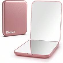 Kintion - Pocket Mirror LED Mirror With 1X/3X Magnification Compact Mirror With Light Handheld Folding Pocket Mirror Compact Mirror With Light For Gift Pink Color. - Rose Gold - View 3