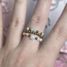 3pcs Bohemian Style Natural Stone & Cultured Pearl Beaded Ring Set, Elegant Stainless Steel Rings, Suitable For Daily Wear, Festivals, Weddings, Parties - Natural Stone Pearl Ring Set - View 14