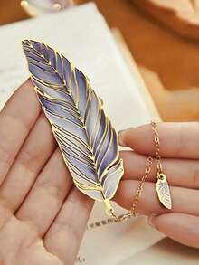 1pc Metal Feather Bookmark, Elegant Creative Bookmark, Stationery Gift, School Supplies, Back To School Season - Multicolor - View 9