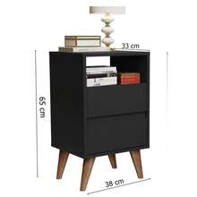 Mesa de Cabeceira Like Em MDF Pés para Quarto Casal ou Solteiro Decoração - Preto - Visão 3