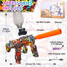 Electric Gel Ball Launcher, High-Speed Automatic Splashing Ball Launcher, Suitable For Outdoor Activities, Shooting Games, Birthdays And Other Occasions. Ideal Gift For Boys And Girls. - Orange - View 3