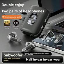 Dual Earphones Dual Enjoyment, High Battery Life In-Ear Headphones, Type-C Fast Charging, LED Display, Compact & Exquisite, Exceptional Music Experience For Office, Binge-Watching - Dual Earphones Available In Multiple Colors - View 2