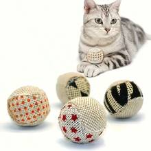 Catnip Toys With Sound, Interactive Chasing Ball, Random Cartoon Pattern, Durable Natural Sisal Material, Battery-Free, Perfect Gift For Cat Lovers, Interactive Cat Toys, Cats & Kittens, Self-Entertainment And Exercise - Multicolor - View 4