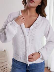 Áo khoác cardigan nhẹ thanh lịch dành cho nữ, áo len trơn màu thời trang, áo cánh sang trọng, áo khoác cardigan rộng có thiết kế nút, phù hợp mặc ở nhà và nghỉ dưỡng ở nông thôn và thành thị, mùa thu và mùa đông - trắng - Xem 12
