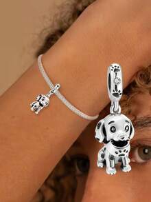 1件时尚波点乞丐狗串珠吊坠，适合女士手链、手镯DIY饰品制作及日常穿搭配饰，适合女孩佩戴 - 斑點討飯 - 查看 3