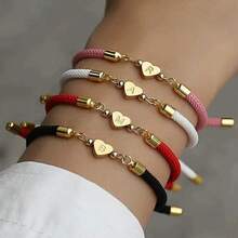 1件时尚创意铜镶嵌锆石字母DIY手链饰品，时尚精致，可调节，26个A-Z字母吊坠，节日礼物，适合日常佩戴 - 彩色 - 查看 2