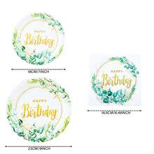 72pcs Birthday Party Supplies Set, Plant-Themed Birthday One-Time Use Plates, 7/9 Inch Deep Blue & Gold Party Plates, Apple Blue Foil One-Time Use Plates, Cups, Napkins, Suitable For Birthday, Wedding, Party Tableware - Multicolor - View 5