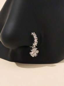 8WPN 1pc Delicate Gold Flower Nose Ring, Suitable For Daily Wear - Silver 2 - View 6