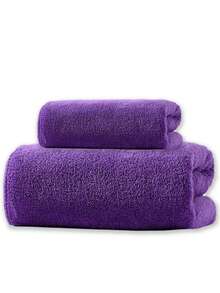 柔软吸水不掉毛珊瑚绒毛巾套装（轻薄），方便居家、情侣使用，可擦头发、洗脸、沐浴。可选尺寸：34 英寸 x 75 英寸手巾、70 英寸 x 140 英寸浴巾、40 英寸 x 80 英寸大手巾或 90 英寸 x 170 英寸大浴巾，适用于美容院、酒店运动、家居必需品、毛巾、护肤等场合。 - 紫色 - 查看 12