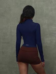 PinkTip 女士紧身塑形运动外套 - 适合户外、健身房和瑜伽拉伸 - 藏蓝色 - 查看 4