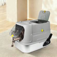 XL Stainless Steel Cat Litter Box With Lid, Removable Cat House, Scoop, 2 Doors, 36 * 48.5 * 39.5 Cm - 36 * 48.5 * 39.5 cm - View 1