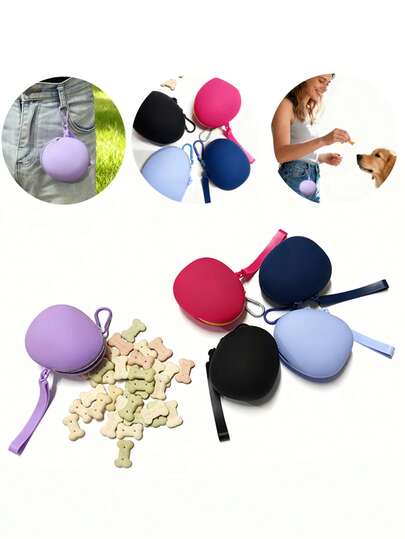 1 pieza Bolsa de entrenamiento de silicona para perros, bolsa de golosinas para mascotas, portátil con correa para la muñeca, gran capacidad, bolsa de aperitivos para perros, con gancho separado que se puede colgar en la cintura y correa de entrenamiento, adecuada para caminar, entrenar, viajar, regalo perfecto para los dueños de mascotas
