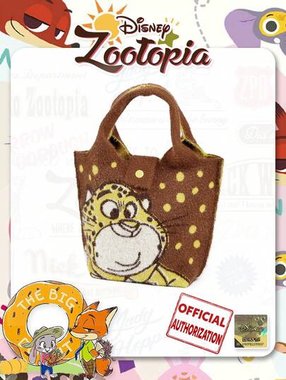 Zootopia Cartoon Pattern Plush Tote Bag, Handbag For Women, Suitable For Daily Outfit, Holiday Gathering, Shopping, Gift Giving