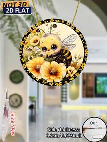 1pc Classic Round Acrylic Bee Wreath Sign, Wreath Decor, Hanging Acrylic Sign For Wall/Room/Home/Restaurant/Bar/Cafe/Door/Yard/Garage, Christmas Party Decoration - Colorful - View 6