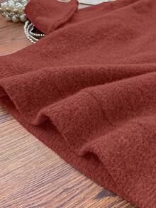 可爱泰迪熊印花休闲时尚仿羊毛女式毛衣，舒适保暖圆领，适合秋冬季节、户外活动、情人节、圣帕特里克节、狂欢节、返校季、学院风等场合穿着。 - 紅色 - 查看 6