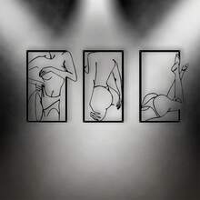 1 pieza Decoración de pared de arte de hierro, arte de línea abstracto y sexy para mujeres, adecuado para sala de estar, dormitorio, baño, pasillo, regalo de cumpleaños, regalo de fiesta - Multicolor - Ver 4