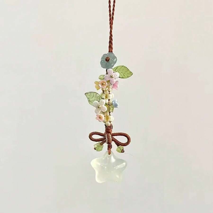 Sweet Style Hand-Woven Star And Flower Mobile Phone Pendant, A Niche, Exquisite, Literary Pendant Accessory - 星星 - 查看 1