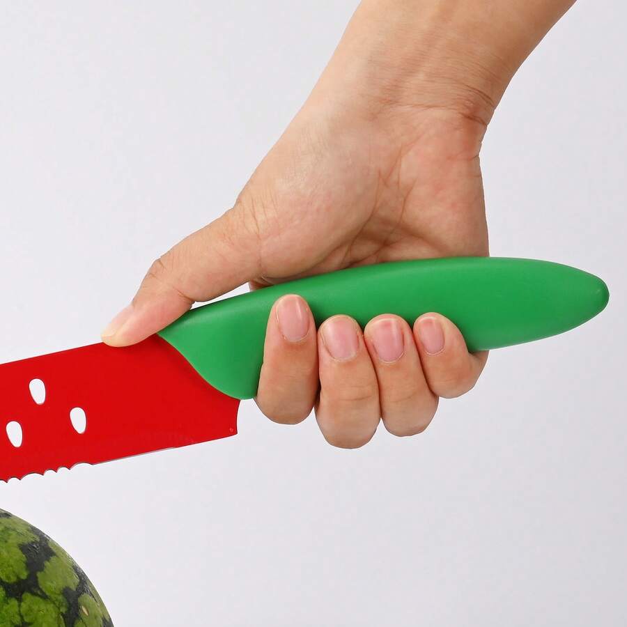 Cuchillo de corte de sandía de acero inoxidable, cuchillo de fruta extendido, herramienta de cocina para hornear - Cortador de sandía + tenedor para sandía - Ver 1