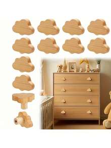 2pcs/8pcs/Pack Solid Wood Cloud Shaped Dresser Pulls, Boho Drawer Knobs For Cabinets, Furniture And Wardrobes, New Year,Replacement Handles For Drawer Cabinets, And All Seasons, Combining Practicality And Beauty. Decorations