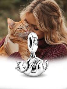 1件时尚猫咪磨牙玩具珠子，适合女士手链、手镯DIY饰品制作及日常穿搭配饰装饰。 - 玩耍貓咪 - 查看 7