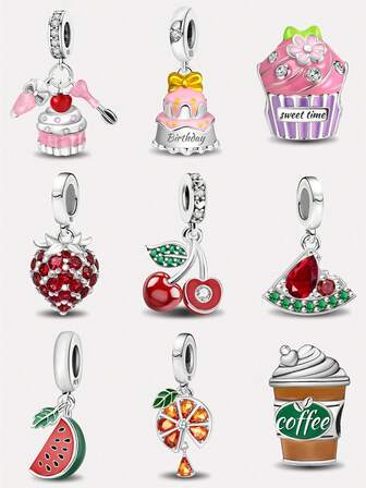 1Pc Fashionable Citrus Bead Pendant Fit For Women Bracelets Bangles DIY Jewelry Making And Daily Outfit Matching Jewelry Decoration For Girls