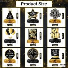 Huge New Years Centerpieces For Tables - Pack Of 9 New Year Table Decorations 2026 Happy New Years Decorations 2026 New Year Eve Party Supplies 2026 NYE Decorations 2026 For Table - 黑金 - 查看 4