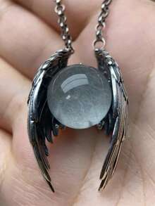 1 件哥特式鬼翼水晶吊坠项链，适合日常佩戴 - 銀色 - 查看 1