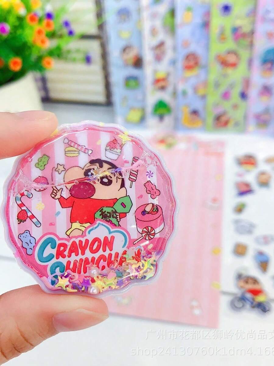 卡通可爱创意蜡笔小新系列趣味造型3D泡泡贴纸，装饰贴纸，可互换贴纸。注意：不同款式的图案细节和颜色可能略有差异。