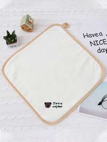 5条珊瑚绒卡通动物刺绣毛巾（9.84*9.84英寸），柔软吸水，方形面巾，可爱卡通图案，便携旅行装 - 彩色 - 查看 14