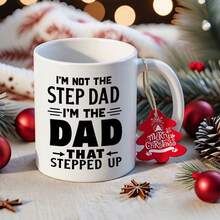 1pc Funny Stepdad Mug - "I'm Not The Step Dad I'm The Dad That Stepped Up" Coffee Cup, 11oz Ceramic Cup With Stepdad Design, Dishwasher , Birthday/Christmas/Thanksgiving Gift, For Home & Office Use, Playful Design, Premium Quality - 橘色 - 查看 4
