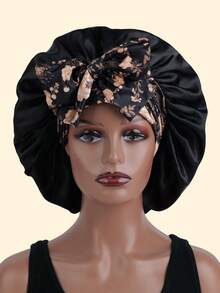 1pc Luxurious Rose Pink Leopard Print Design Satin Silk Bonnet With Adjustable Ties - Lightweight Hair Care Bonnet For All-Night Comfort, Perfect For Long Curly Or Braided Hair - Premium Bathroom Accessory, Stylish And Comfortable, Unisex Nighttime Hair Care - Multicolor - View 17